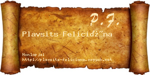 Plavsits Feliciána névjegykártya